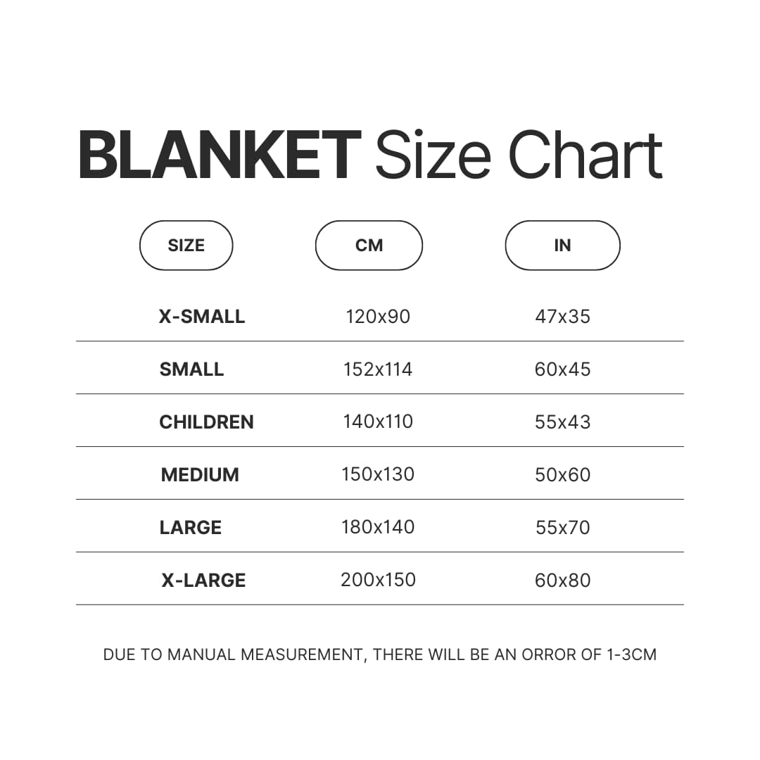 Blanket Size Chart - Attack On Titan EU Store