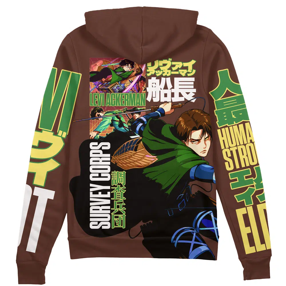 Levi Ackerman V3 Attack on Titan Streetwear Zip Hoodie Jacket