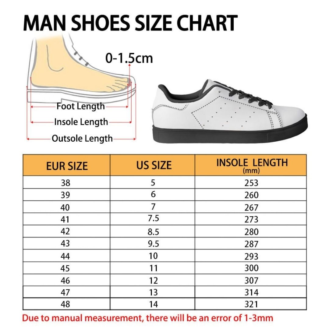 Skate Man Shoes Size Chart - Attack On Titan EU Store