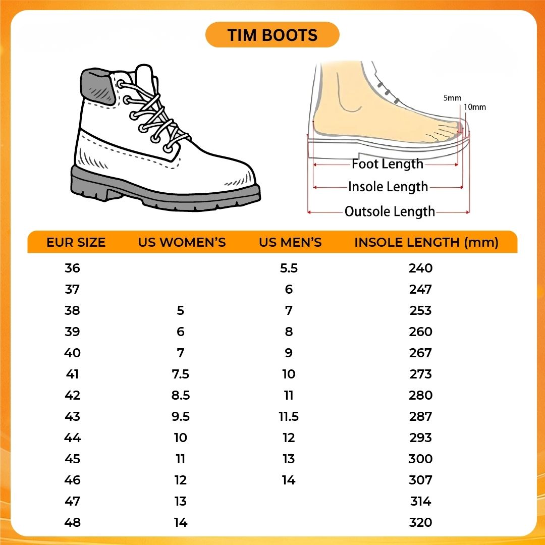 Tim Boots V1 Size Chart - Attack On Titan EU Store