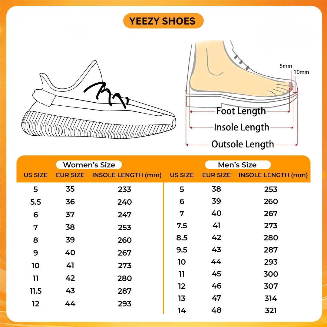 Yeezy Shoes Size Chart - Attack On Titan EU Store